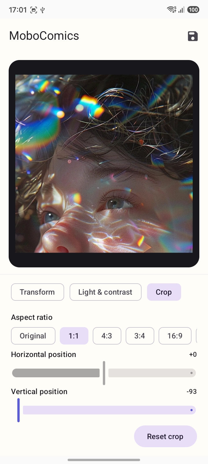 MoboComics Crop with aspect ratios
